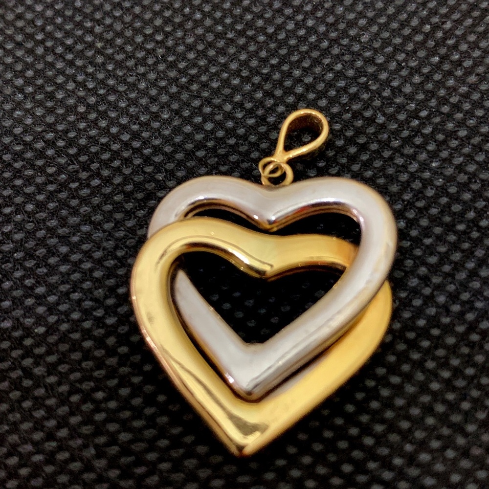 Entwined heart pendant, 14k gold